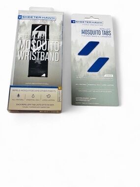 Skeeter Hawk Black Mosquito Repellent Wristband with Blue Mosquito Tabs NWT